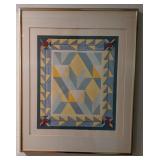 (R) Framed contemporary geometric painting signed