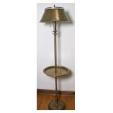 (G) Vintage brass floor lamp with club table 50"