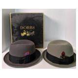 Vintage Dobbs Hats fedora with feather accent,