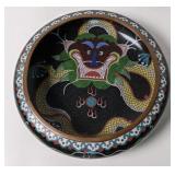 (B) Vintage Chinese cloisonne dragon bowl