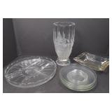 (G) Glassware set -- vase, serving platter,