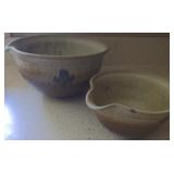 Lot of 2 Stone Ware Pottery Mixing Bowl *handle