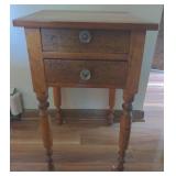 Vintage Wooden Phone Table with Contents