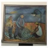 (B) Framed oil painting