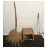 (B) Assorted lot of decorations including bamboo