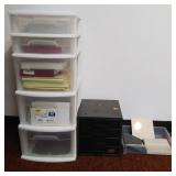 Lot including Plastic 5 Drawer File Cabinet