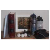 Lot of assorted photography box, golf balls and