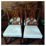 (B) Lot of 4 Wooden Dining Chairs With Cushions