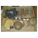 (G) Lot with Cast Iron Picture Frame, Jewelry Box,
