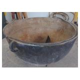 (G) Large Antique Cast Iron Kettle measuring 24
