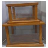 (DJ) two wooden display cases.*TIMES THE