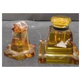 (AO) Amber Glass Ink Well approx 3.5"