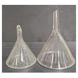 (AO) 2 Glass funnels.  Large funnelis 6.5 inches