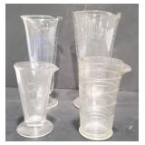 (AO) Lot of 4 old apothecary measuring/pour cups