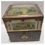 (AO) Old metal Boxes with a scene.  Measures