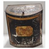 (AO) Old metal bin with lid that opens. H.