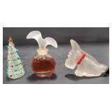 (AO) Lot of 2 perfume bottle , dog and glass