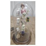 (P) Glass dome thimble display and thimbles