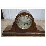 (P) Wooden mantle clock measuring 23.5" wide