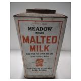 (AT) Vtg Meadow Brand Malted Milk Can by Borden