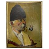 (II) Framed Oil Painting Portrait on Panel -