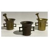 (AO) 3 Antique Miniature Brass (2) and Bronze (1)