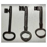 (AO) Three Antique Iron Keys (Average - 5.5" H)