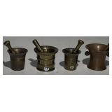 (AO) Four Miniature Antique Brass Apothecary