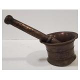 (AO) Apothecary mortar and pedstle set.  Measures