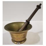 (AO) Apothecary mortar and pedstle set.  Measures