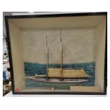 (AO) Ship model in wood case with heavy plastic