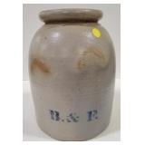 (AO) Old salt glaze crock.  Marked B & E.