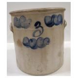 (AO) Old 3 gal salt glaze crock.Has a few cracks.