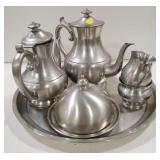 (AO) Woodbury pewter coffee tea set with cream