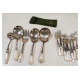 (AO) Mother of pearl serving pieces and forks