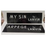 (AO) Lot of 2 plastic signs.  My sin by LA Vin