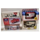 (DJ) Lot of 5 die cast trucks and coin banks.