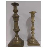 (AO) Set of Two Solid Brass Candle Holders
