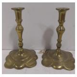 (AO) Set of Two Small Brass Candle Holders