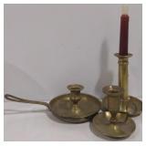 (AO) Set of 3 Different Brass Candle Holders, one