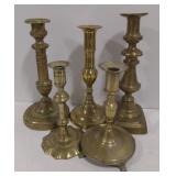 (AO) Set of 5 Various Sizes Brass Candle Holders
