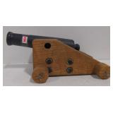 (AO) Cast Iron and Wooden Mini Cannon with