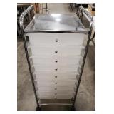(DJ) Storage drawer tower on wheels, metal rack