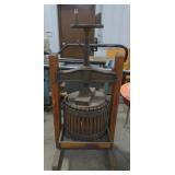 (BR) vintage wine grape press on stand