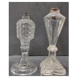 (AO) Glass Oil Lamps approx 7" & 8"