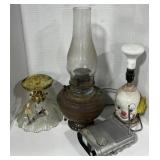 (DL) Misc. Lot including Oil Lamp, Ceiling Mount