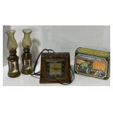 (DL) Teltechtron Desk Clock, oil lamps and Avon