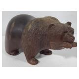 (DL) carved wooden bear. 11" x 6"