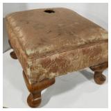 (DL) 11" x 17" x 14" vintage ottoman with damage.