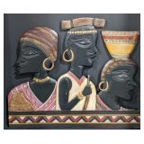 (DL) African Women Wooden Wall Hanging 23"x20"